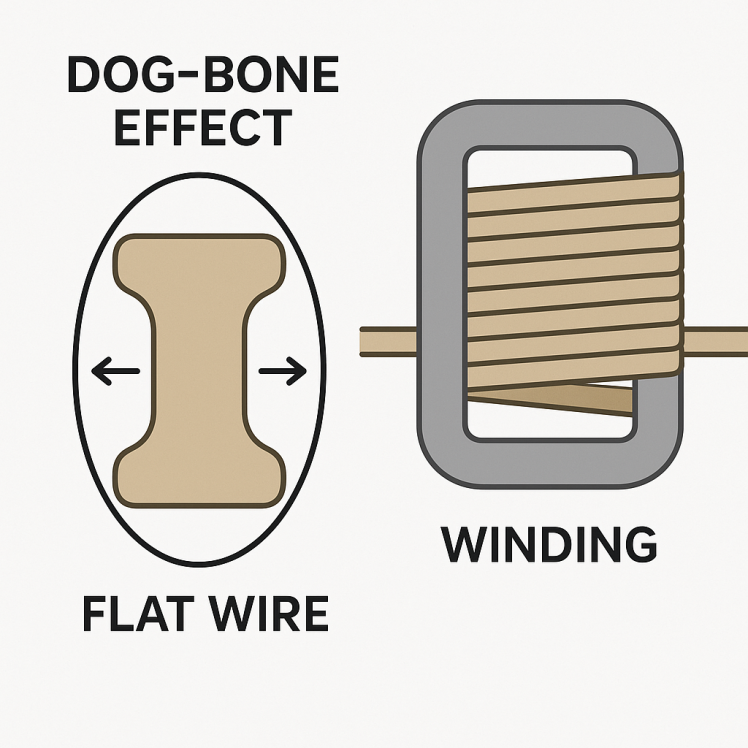 بررسی پدیده Dog Bone در سیم لاکی تخت